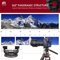 Cap trepied video EVUMO - Cap panoramic 360° cu placă rapidă, pentru GoPro, DSLR și camere video, sarcină maximă 10 kg, mâner reglabil, 47 3