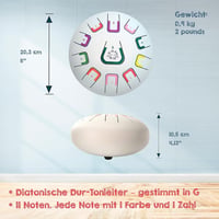 TAMBÚ 8 Colos Matfehér Acélnyelves Handpan Dob 11 Hanggal 2