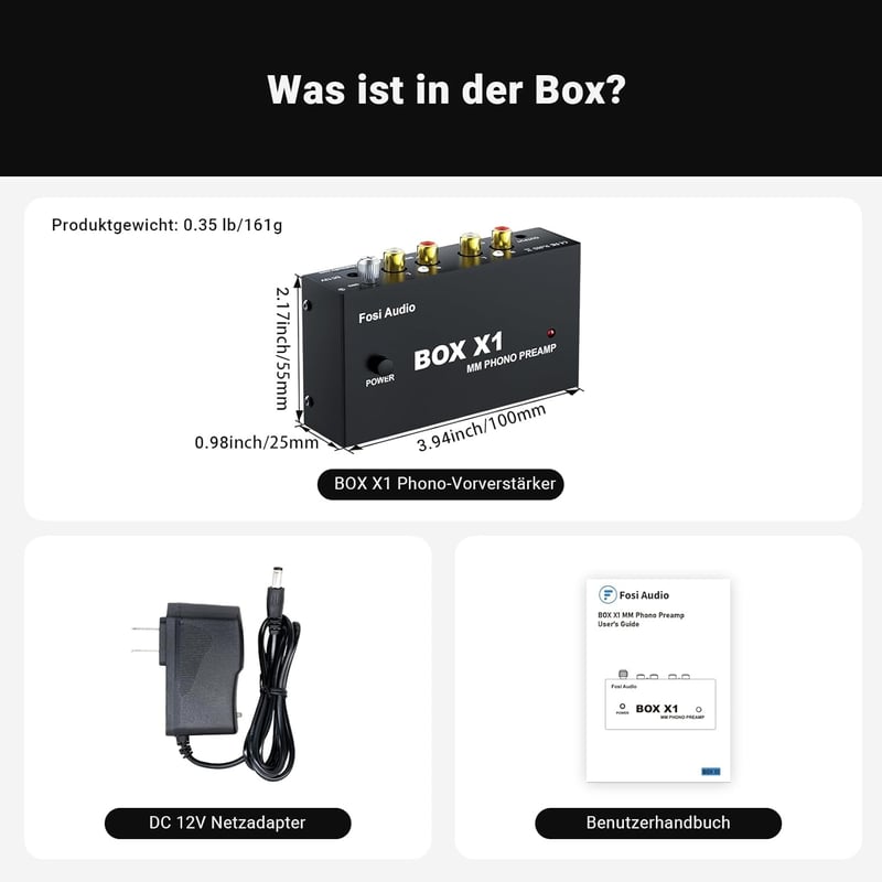 Fosi Audio Box X1 MM lemezjátszó előerősítő, fejhallgató és RCA kimenettel