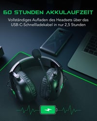 Black Shark Goblin X4 Vezeték Nélküli Gamer Fejhallgató PC, PS4, PS5 - 2.4GHz Alacsony Késleltetés, Bluetooth 5.2, 50mm Hangszórók, 60 Órás  6