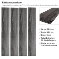 INMOZATA Öntapadós PVC Padlóburkolat - 5,02 m² / 36 Lap, Sötétszürke, Vízálló, Csúszásmentes, 2 mm Vastag, Könnyen Vágható Vinyl Padlólap 2