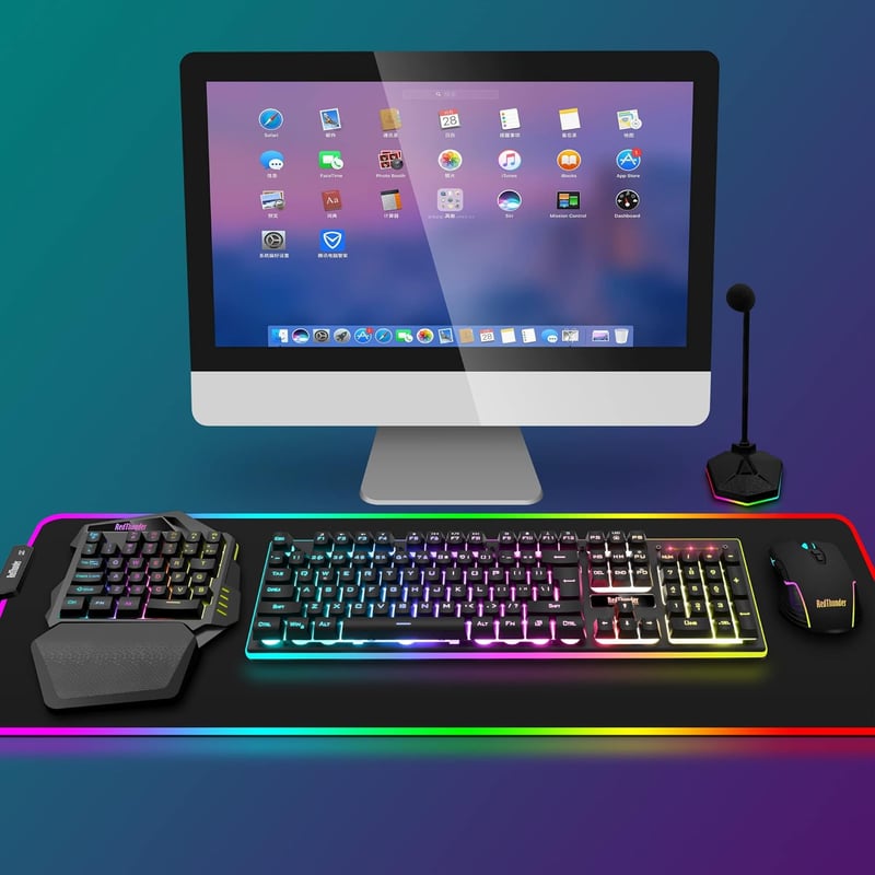RedThunder G60 Vezeték Nélküli Egykezi Gamer Billentyűzet, 2000 mAh Akkumulátor, RGB Háttérvilágítás, Ergonomikus, PC/Mac/PS5 Kompatibilis - Wireless