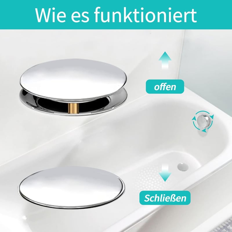 Univerzális sárgaréz fürdőkád dugó, 39-43mm, 8mm-es rúddal