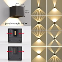 SANSHI Kültéri-Beltéri LED Fali Lámpa 12W - IP65 Vízálló Fekete Alumínium Világítás, 3000K Meleg Fehér, Állítható Fényszög, Modern Kerti Diz 3