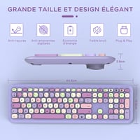 Seenda lila AZERTY Bluetooth billentyűzet - többeszközös, újratölthető, Windows/Mac/Android kompatibilis 4