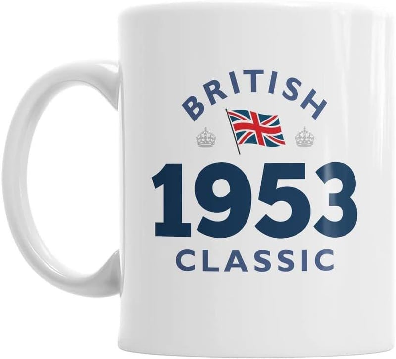 Retro "British 1953 Classic" feliratú bögre - Mainly Mugs nosztalgia kollekció
