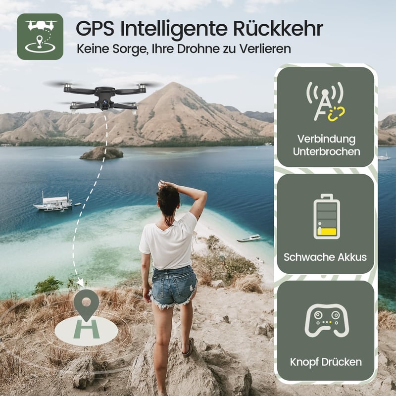 Holy Stone HS175D Összecsukható GPS Drón 4K Kamerával - 46 Perces Repülési Idő, Követés Funkcióval, Kefe Nélküli Motor, Kezdőknek és Profikn