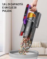 Kissof T17 Vezeték Nélküli Porszívó, 45000Pa Szívóerő, 550W Motor, 70 Perces Üzemidő, HEPA Szűrő, 1.6L Portartály, Arany 7