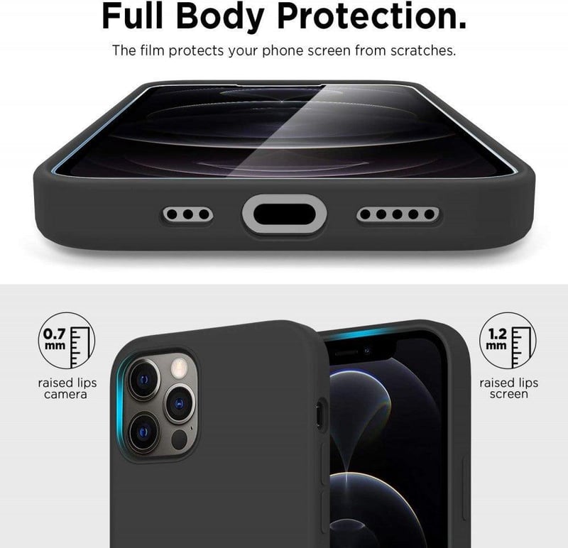 iPhone 12 Pro Max Sötétszürke Szilikon Tok Mikroszálas Béléssel
