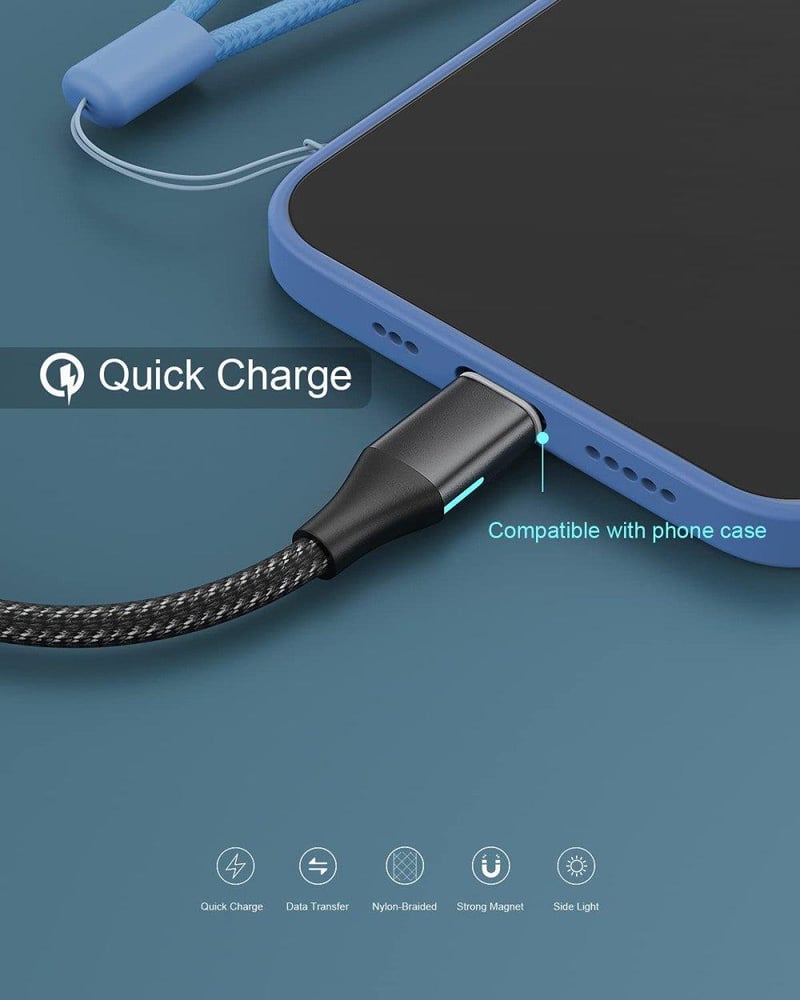 NetDot LED-es USB-A USB-M kábel, 1m, 3db-os csomag - Felújított