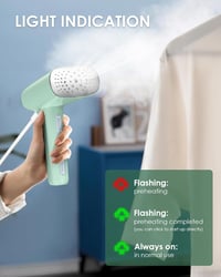 HOMEASY Függőleges Gőzölős Vasaló - Hordozható, Gyors Felfűtésű, Nedves/Száraz Használat (Zöld) 7