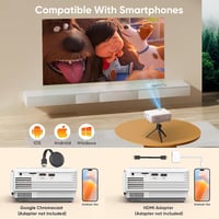 AKATUO Mini Projektor Bluetooth 5.1 - Hordozható Full HD 1080P LCD Házimozi Projektor 200" Képernyővel, Telefonhoz, TV-hez, 10000 Lumen 4