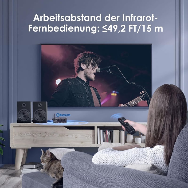 Fosi Audio BL20 Bluetooth 5.0 Mini Hi-Fi Erősítő 100W, Távirányítóval