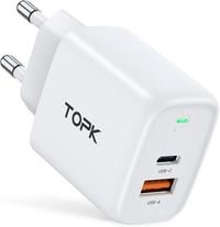 TOPK 20W PD 3.0 USB-C gyorstöltő 2 portos, fehér - Okostelefonokhoz és tabletekhez 1