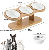 GHIAKQYT Emelt Macska Etető Állomás 3 Kerámia Tállal - Fa Állvánnyal, Ergonomikus 5