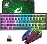 Redragon Rainbow LED 61 gombos vezeték nélküli gaming billentyűzet és egér szett - PC kompatibilis, fekete 1