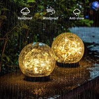 Kizozo 12cm-es Kerti Napelemes Gömblámpa, 2db IP55 Vízálló, 30 LED-es Meleg Fehér Kültéri Talajlámpa 3