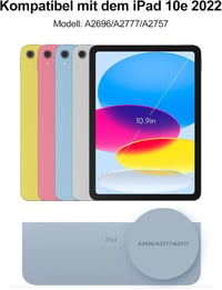 SENGBIRCH Bluetooth Billentyűzetes Tok iPad 10/11 Generációhoz - Levehető QWERTZ Német Billentyűzet, Tolltartóval, Fekete 2