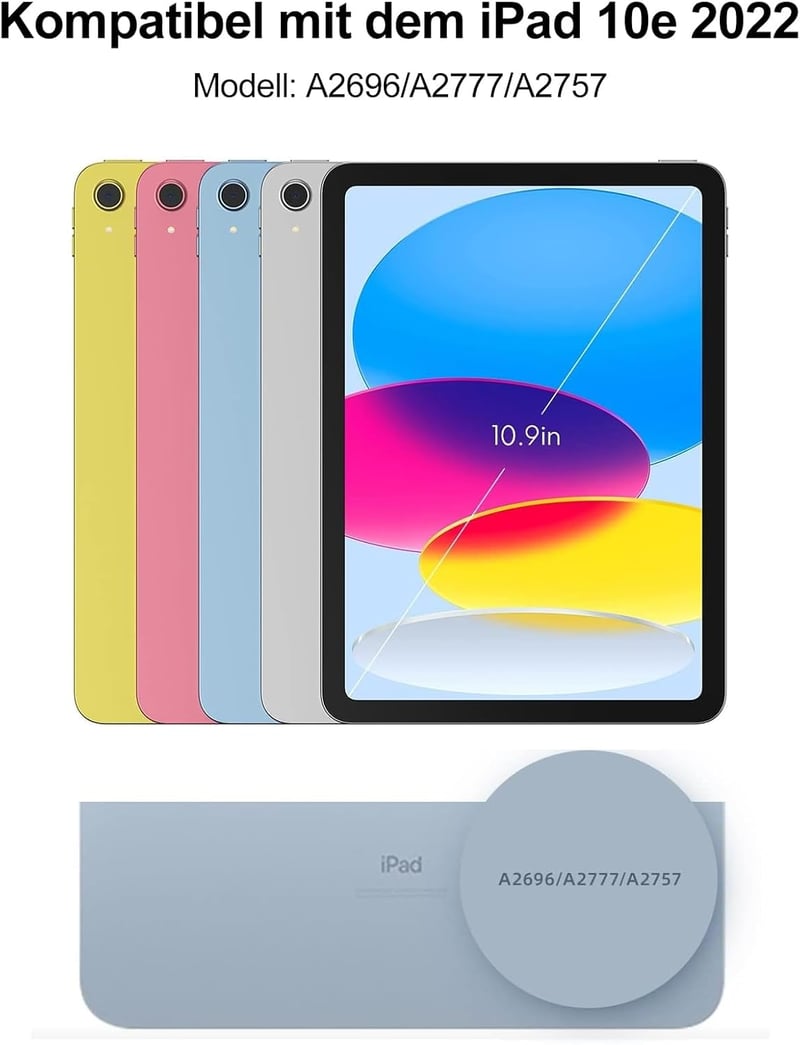 SENGBIRCH Bluetooth Billentyűzetes Tok iPad 10/11 Generációhoz - Levehető QWERTZ Német Billentyűzet, Tolltartóval, Fekete