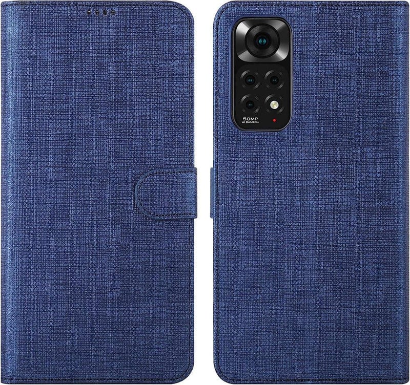Xiaomi Redmi Note 11 Mágneses Vászon Pénztárcatok - Sötétkék