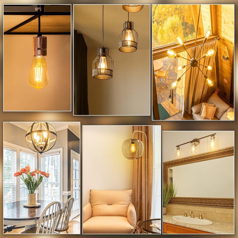 DiCUNO Edison Vintage LED Izzó E27 Foglalattal - ST64 Filament, 6W, 2200K Meleg Fehér, 600 Lumen, Retro Dekoratív Lámpa Otthonba, Kávézóba, 
