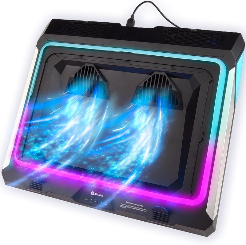 KLIM Mistral Laptop Hűtő - Nagy Teljesítményű Turbó Ventilátor (4500 rpm) - Gumis Tömítés - Túlmelegedés Elleni Védelem - 15-17 Colos Gamer 