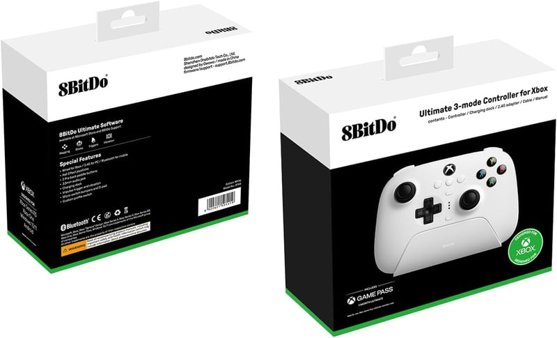 8bitdo Ultimate 3 Xbox Kontroller - 3 Módú (USB-C, Bluetooth, 2.4G), Hall-Effekt Joystick, Töltőállomás, 20 Órás Üzemidő, Xbox Series X|S/On