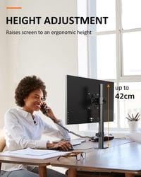 Suptek Monitortartó Konzol 13-27" Képernyőkhöz | Asztali Monitorállvány 10kg-ig | 360° Forgatható, Dönthető, Állítható Magasságú | VESA 75x7 4