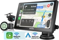 ATOTO P8 Hordozható 7" QLED Autós Navigáció 1080P Tolatókamerával, Vezeték Nélküli CarPlay és Android Auto, Távirányítás, Automata Fényerő,  1