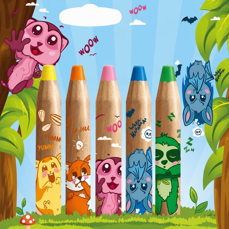 Sada pasteliek STABILO Woody 3 v 1 s strúhadlom – voskovka a vodová farba v jednom, 4 ks — zelená ceruzka (stav: pozri 2. obrázok)