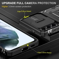Samsung Galaxy S21 tok kameravédővel, fém gyűrűs tartóval - 360°-os védelem, fekete 6