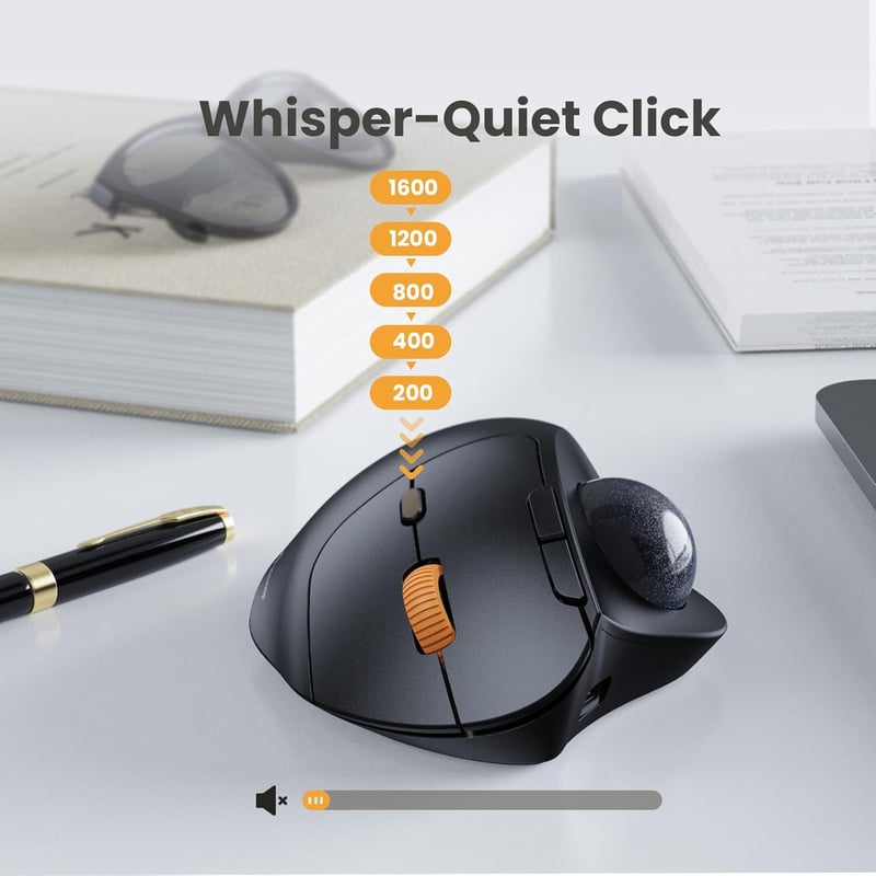 ProtoArc EM04 ergonomikus vezeték nélküli trackball egér, Bluetooth és 2.4GHz, újratölthető