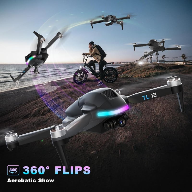 Tolatoyus TL12 Kezdő Drón 1080p HD Kamerával, WiFi FPV Élő Képátvitellel, Kefenélküli Motorral, LED Világítással, 3 Sebességfokozattal