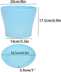 TSKDKIT 20 cm Nagy Műanyag Virágcserép Alátéttel - Öntözőrendszeres Virágtartó, 17,5 Literes, Vastag Falú, Beltéri és Kültéri Növényekhez (6 3