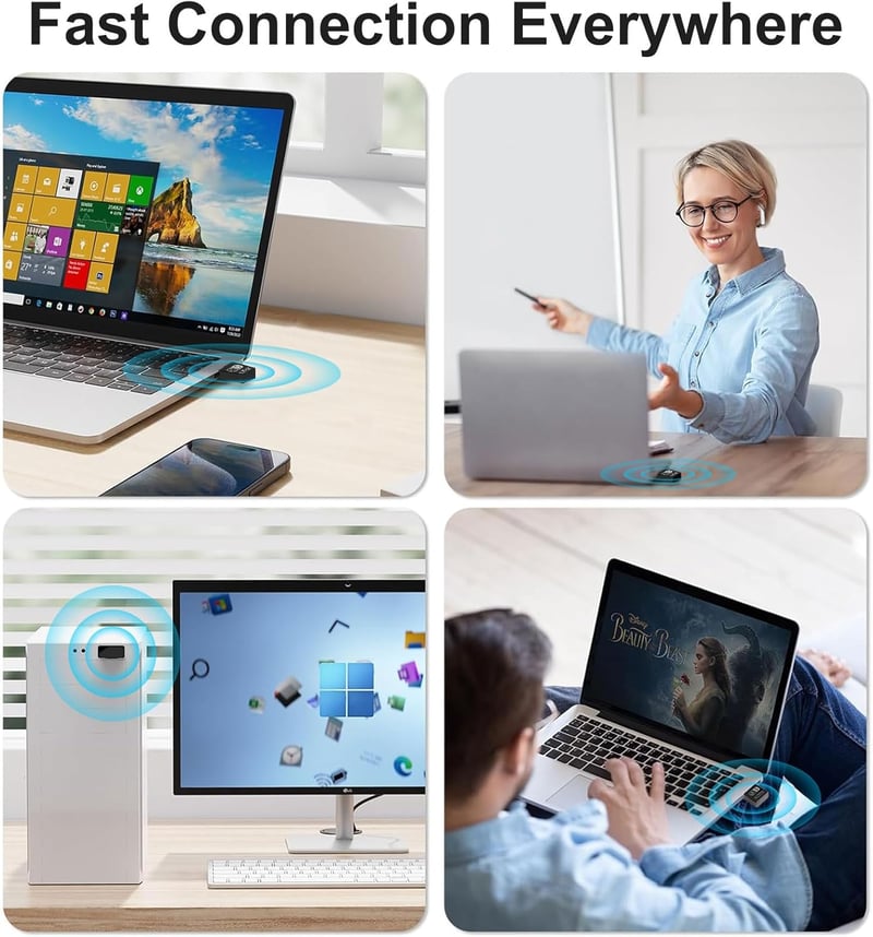 Aigital USB WiFi Adapter 1300Mbps Dual Band 2.4GHz/5.8GHz Vezeték Nélküli Hálózati Vevő PC/Laptop Windows 11/10/8/7/XP és Mac OS Kompatibili