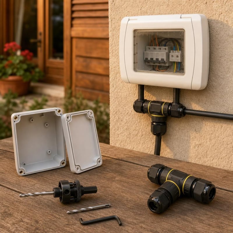 Set za vanjsku instalaciju: 1x IP55 maska + 1x IP66 kutija + 1x kruna za bušenje + 1x IP68 spojnica