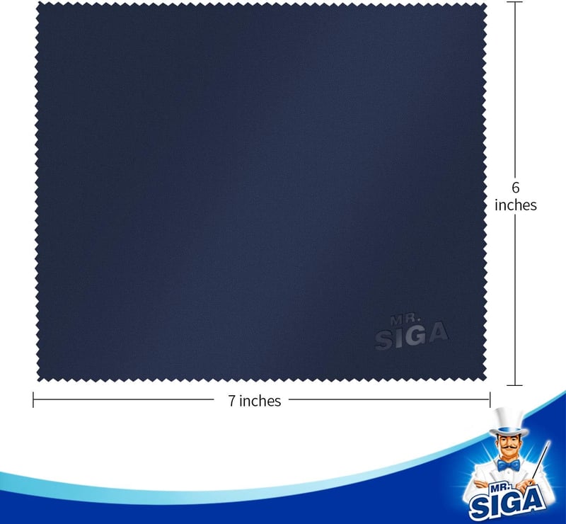 MR.SIGA Mikroszálas Tisztítókendő Szemüveghez és Képernyőkhöz - 12 db, 15x18 cm, Kék/Szürke, Szöszmentes, Újrahasználható