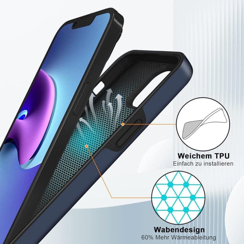 Apple iPhone 14 Mágneses Gyűrűs Tok - Sötétkék Szilikon Védőtok