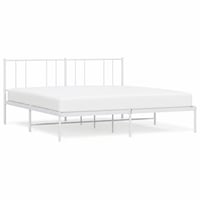 vidaXL Kovový rám postele s čelom, biely, 200x200 cm - Chybný, čiastočne funkčný — chybné, čiastočne funkčné: prasknutý prvok (stav: pozri 2. obrázok) 1