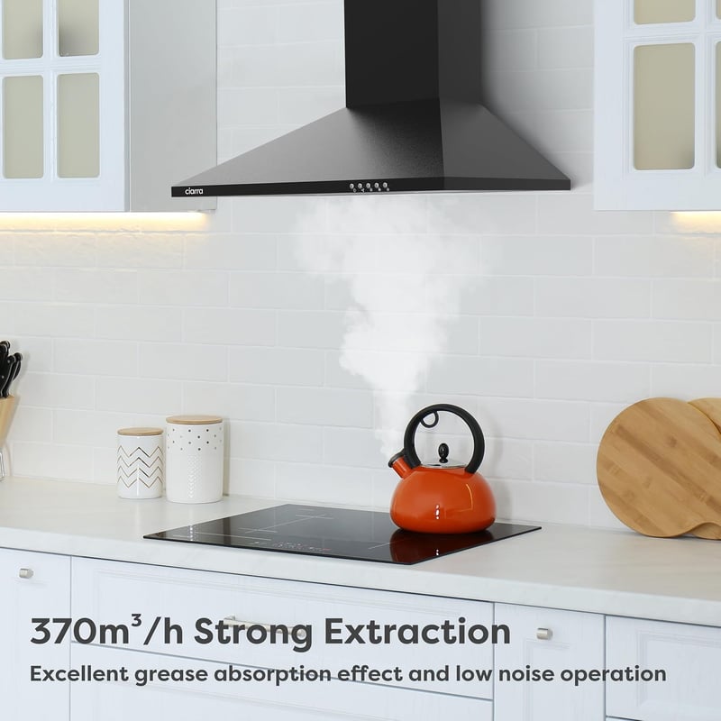 CIARRA 60 cm-es Falra Szerelhető Konyhai Páraelszívó - 60cm, Black