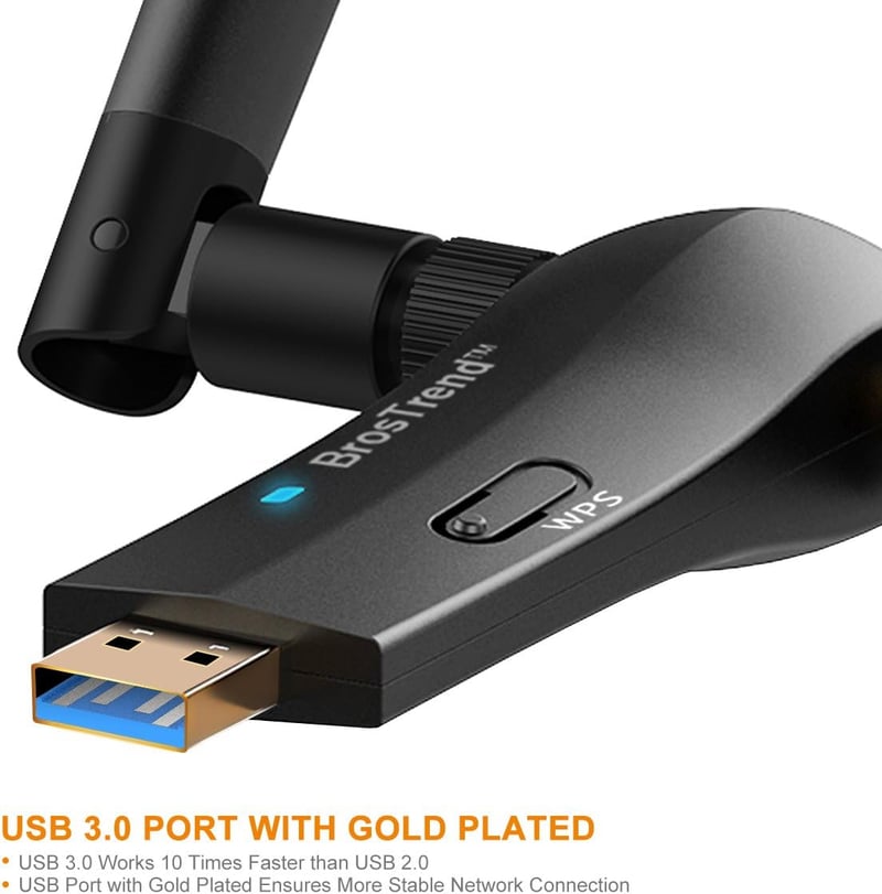 BrosTrend 1200Mbps WiFi adapter PC-hez, dupla sávos USB antenna Windows 11/10 kompatibilis