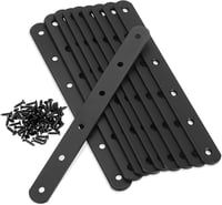 Fekete Fém Összekötő Lemez 10db - Bútorokhoz, Polcokhoz, Szekrényekhez - 200x20x3mm Perforált Lapos Vasalat 60 Csavarral 4