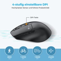 iClever MD360 Ergonomikus Bluetooth Egér - Vezeték Nélküli USB-C Tölthető Egér Jiggler Funkcióval, Csendes Kattintás, 3 Eszköz Csatlakoztatá 5