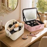 Set za organizaciju šminke: 1x vodootporna kozmetička torbica + 1x organizator s LED ogledalom 1