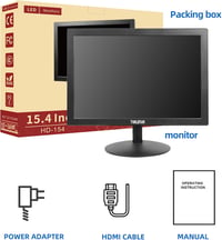 Thinlerain 15,4" HD Monitor 1400x900 Felbontással - Beépített Hangszórókkal, HDMI/VGA Csatlakozással, VESA Kompatibilis, PC/PS4/Xbox/Switch  7