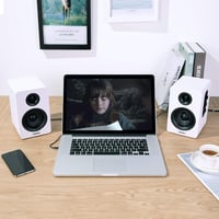 Sanyun SW208 3" Aktív Bluetooth 5.0 Polchangszóró Pár - 60W Szénszálas Hangszóró, Beépített 24-bit DAC, Dinamikus 3D Hangzás, PC Monitor Han 5