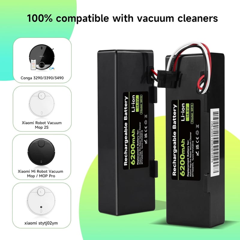Mspalocell 6200 mAh 14.8V Pótakkumulátor Xiaomi Mop, Mop 2s, Mop Pro Robotporszívóhoz - Lítium-ion Csere Akku STYTJ02YM