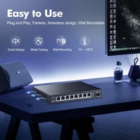 YuLinca 8 portos 2.5G hálózati switch 10G SFP-vel, ventilátor nélküli 4