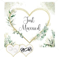 Óriás Esküvői Szív Kivágáshoz 200x180cm - Just Married Lepedő 2 Ollóval 1