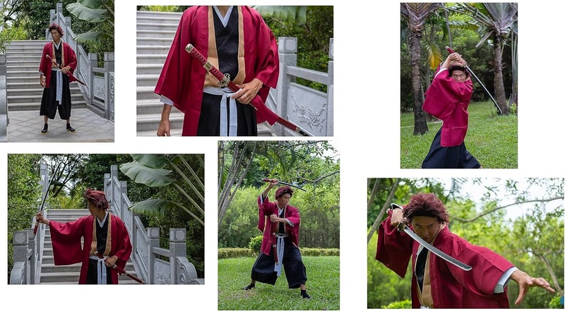 57 SPECIAL REPLICAS Roronoa Zoro Anime Katana Szett - One Piece Cosplay Bambusz Kard 105 cm, 3 db Katana Állvánnyal, Biztonságos Dekoráció